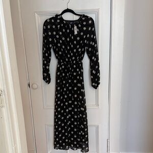 GAP Black Maxi Dress with White Polka Dots. NWT, Size small.